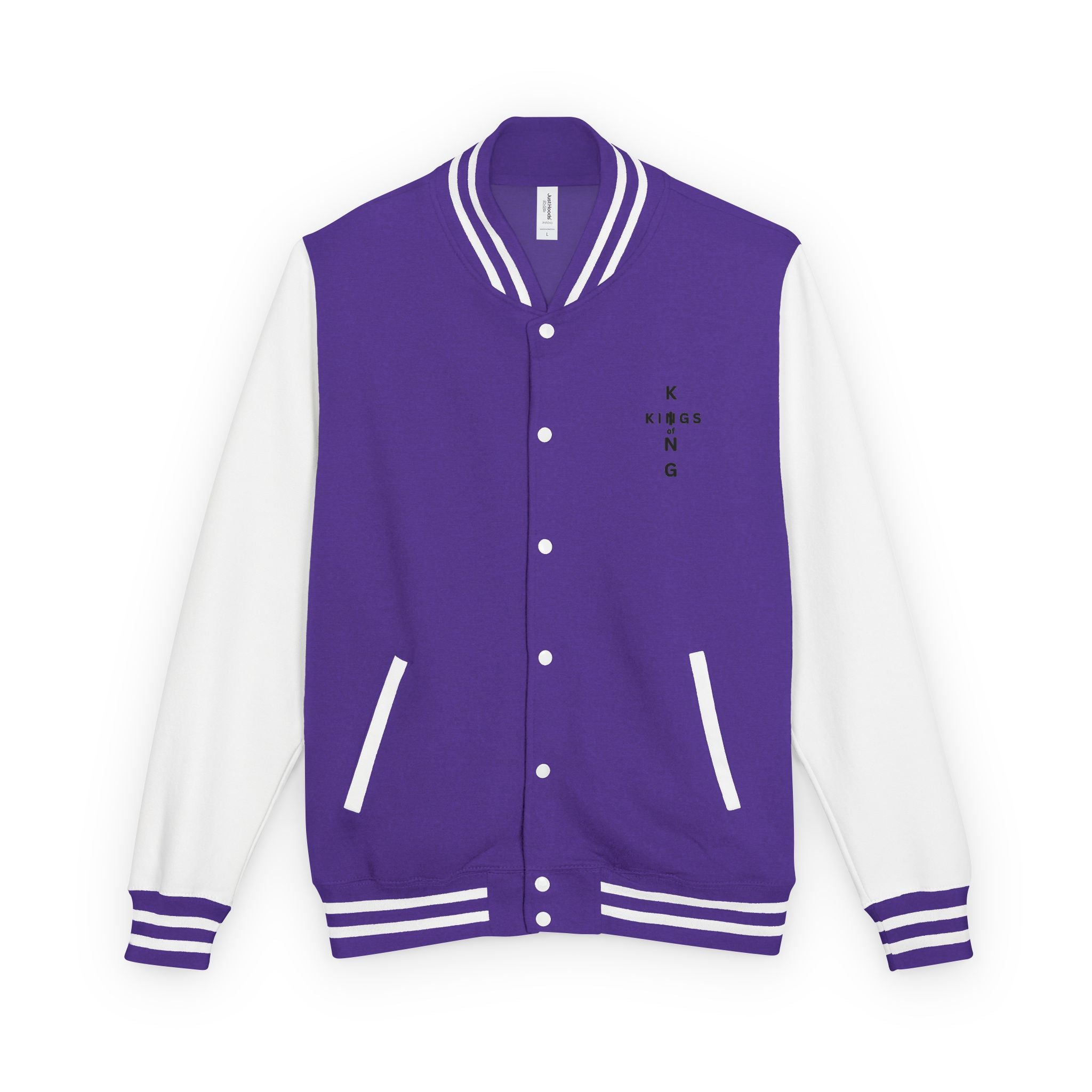 King of Kings Letterman Jacket - Minimal Vertical Script Chest Design