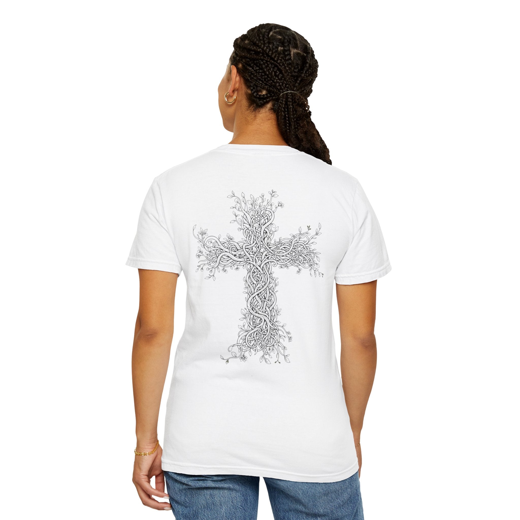 Botanical Cross And Heart T-Shirt — Floral Vine Crossback Graphic Tee