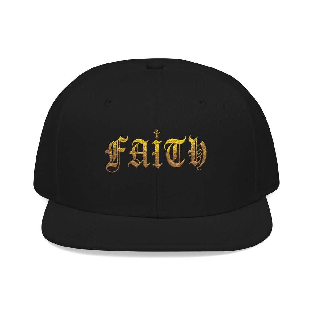 Embroidered 'Faith' Gothic Flame Snapback Hat