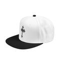 Embroidered Gothic Cross Snapback Hat — Black & White Streetwear Cap