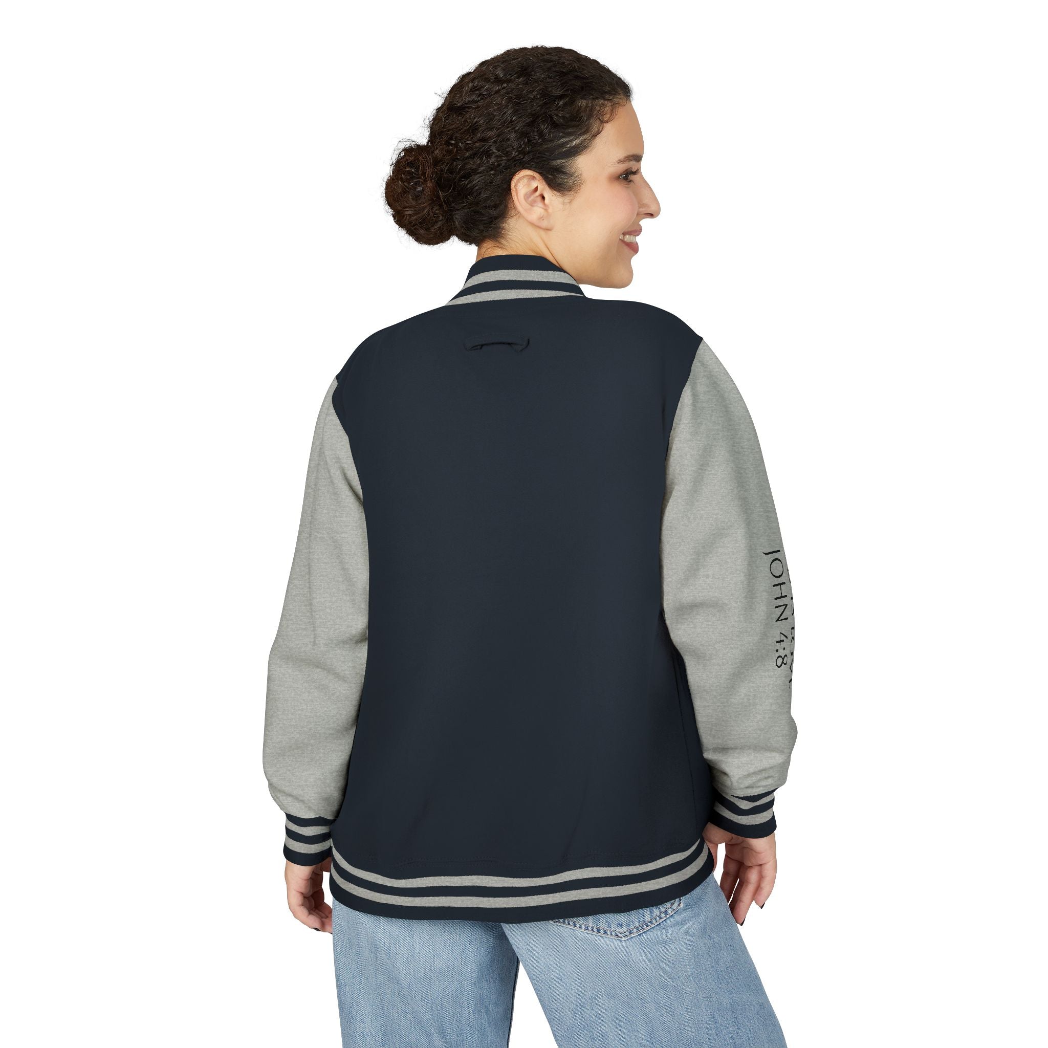 Black & White Letterman Jacket with Gold Sunflower Crest