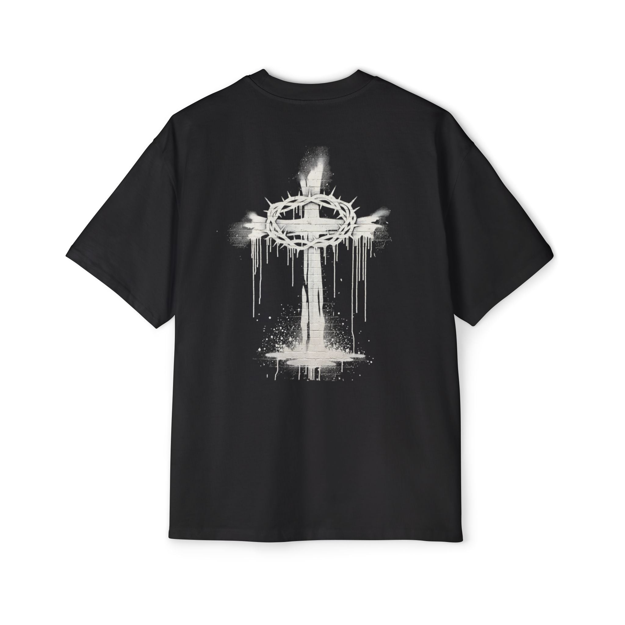 Oversized Men's Tee — Dripping Crown of Thorns Cross Graphic