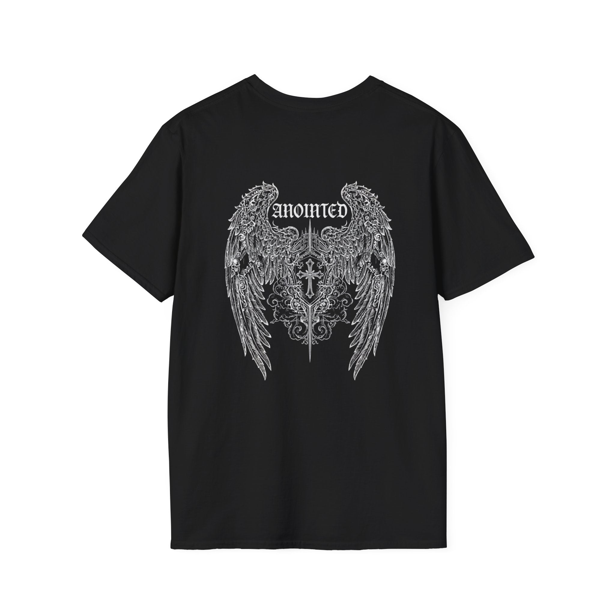 Minimal 'Novrain' Cross Graphic T‑Shirt + Angel Wings back