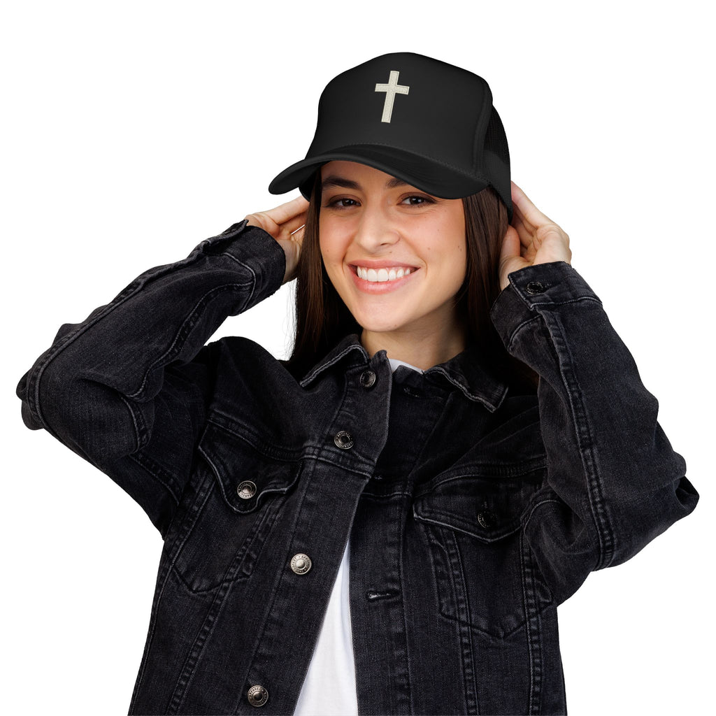 Embroidered Minimalist Cross Trucker Hat