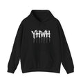 YHWH Drip Graphic Hoodie — Spiritual Gothic Pullover with All-Seeing Eye Back Design