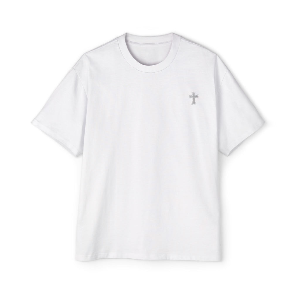 Heavyweight Men’s Tee — Crown of Thorns Heart & Cross Graphic