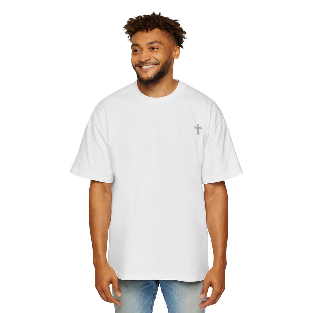 Heavyweight Men’s Tee — Crown of Thorns Heart & Cross Graphic