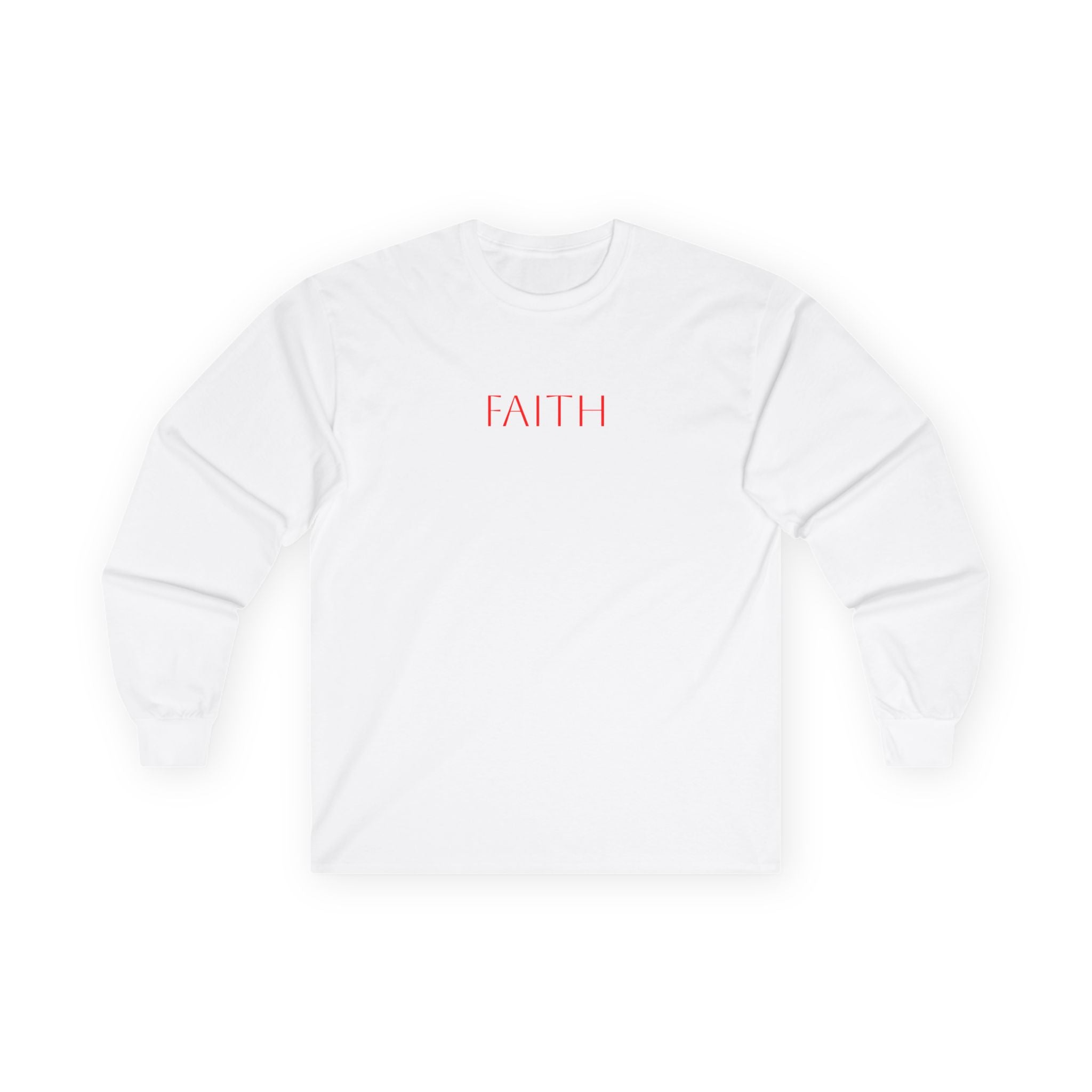 Faith Long Sleeve Tee — Minimalist Inspirational Christian Shirt