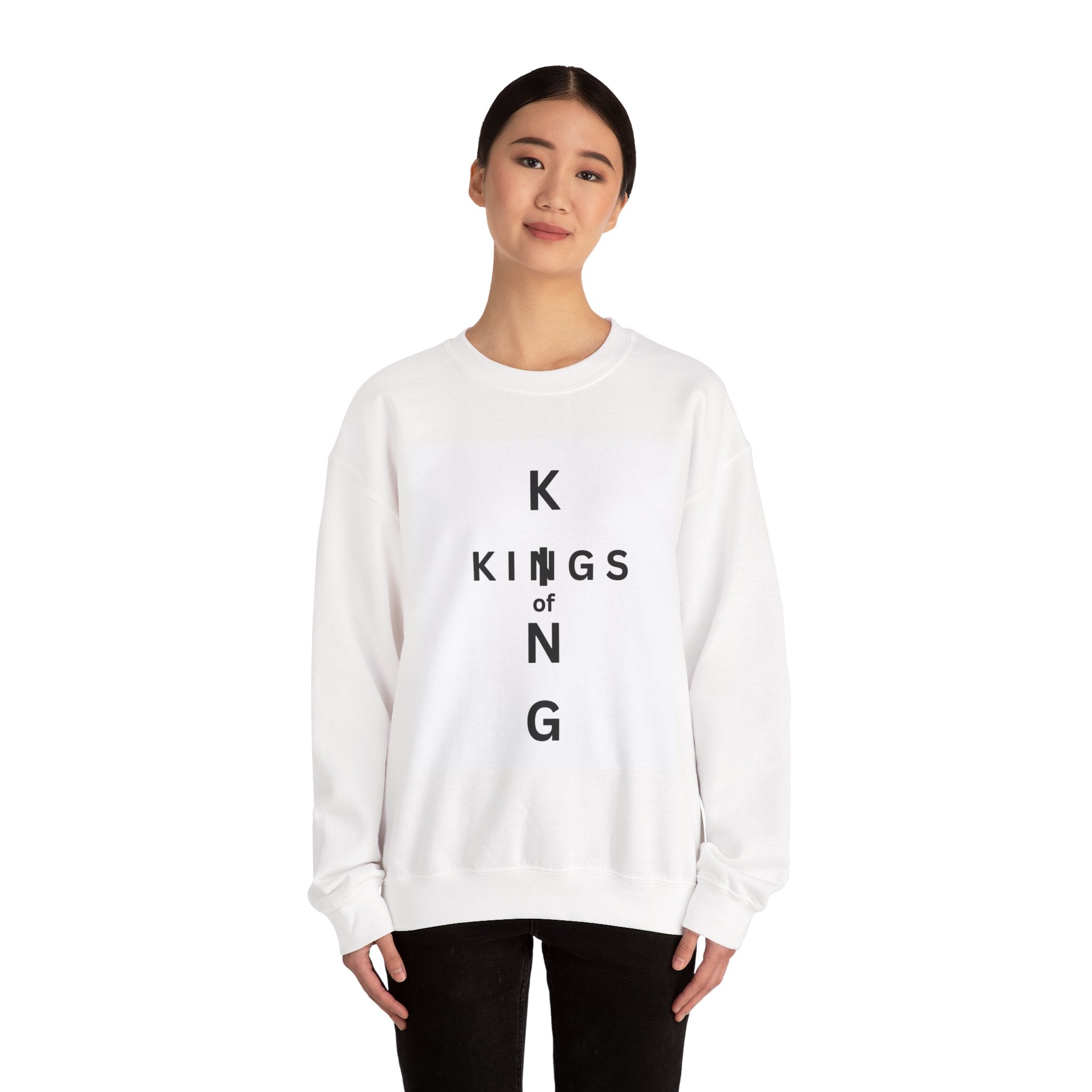 King of Kings Cross Crewneck Sweatshirt — Minimal Vertical Typography