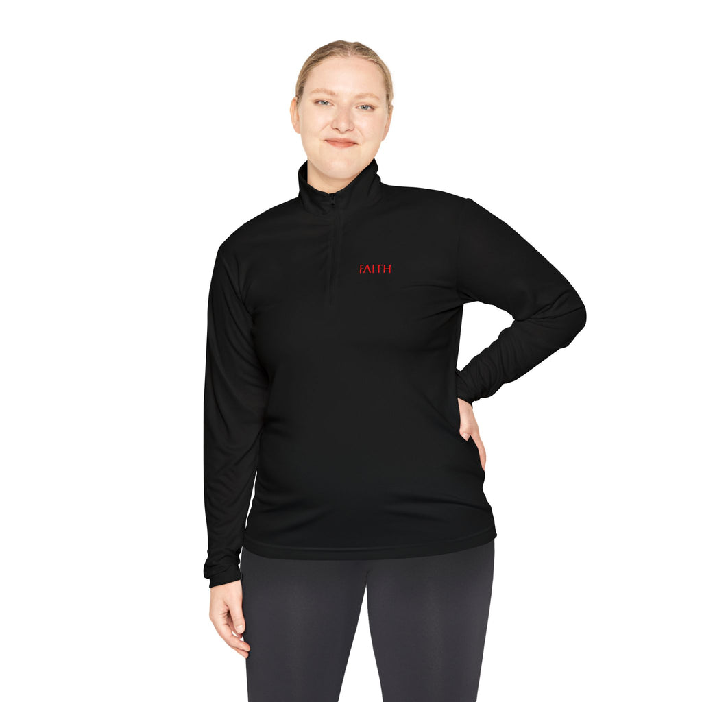 Quarter-Zip Pullover — Minimal "FAITH" Embroidered Casual Pullover
