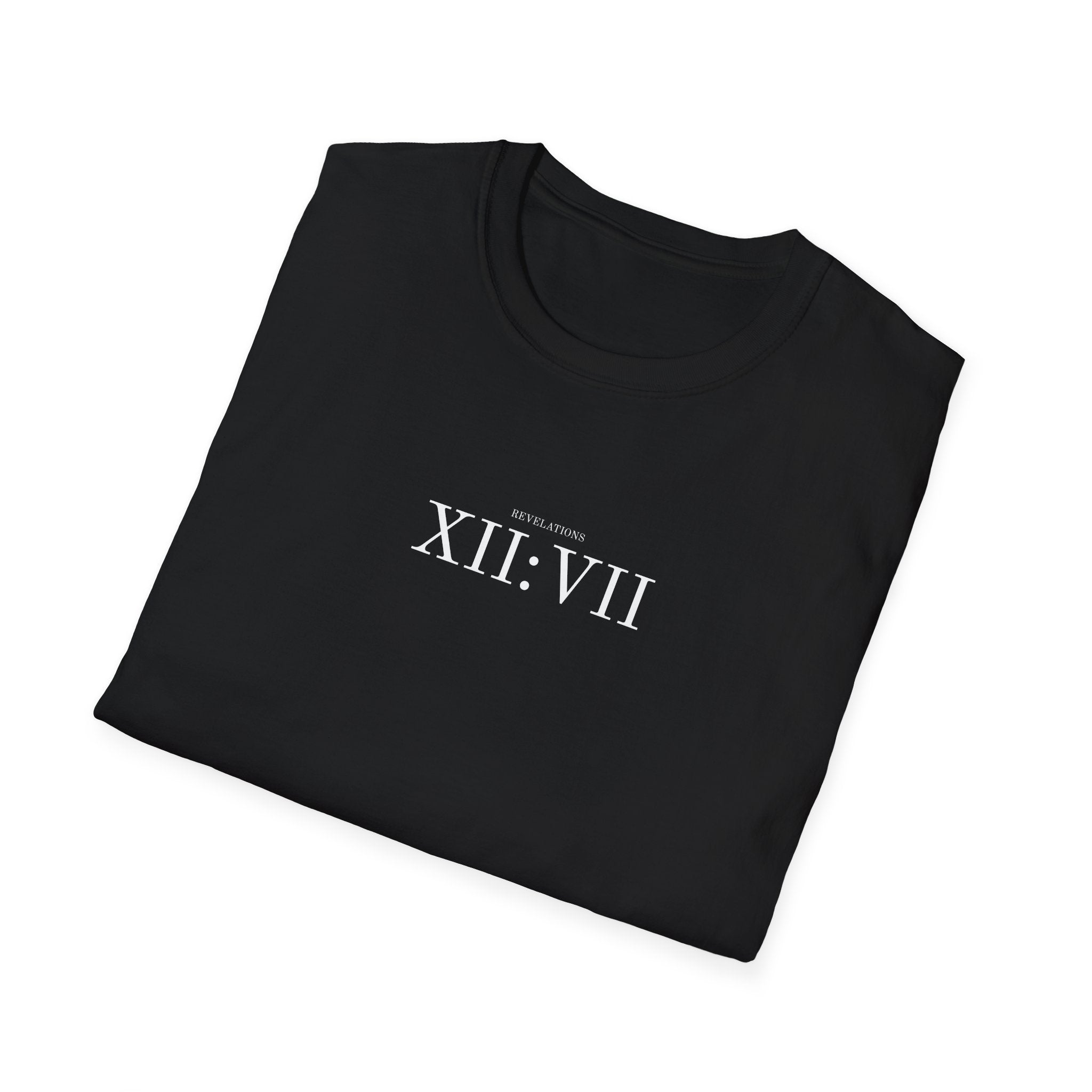 Revelations XII:VII Tee — Raphael Inspired Graphic Black T-Shirt