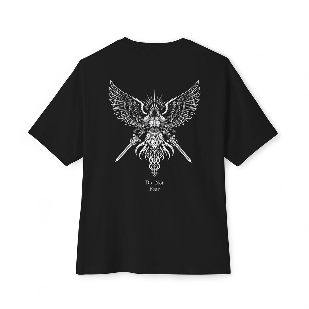 Boxy Tee — Japanese "恐れるな" / Do Not Fear Vertical Script + Winged Valkyrie Back Graphic