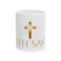 Gold Cross Ceramic Mug — Christian Faith Coffee Cup (11oz & 15oz)