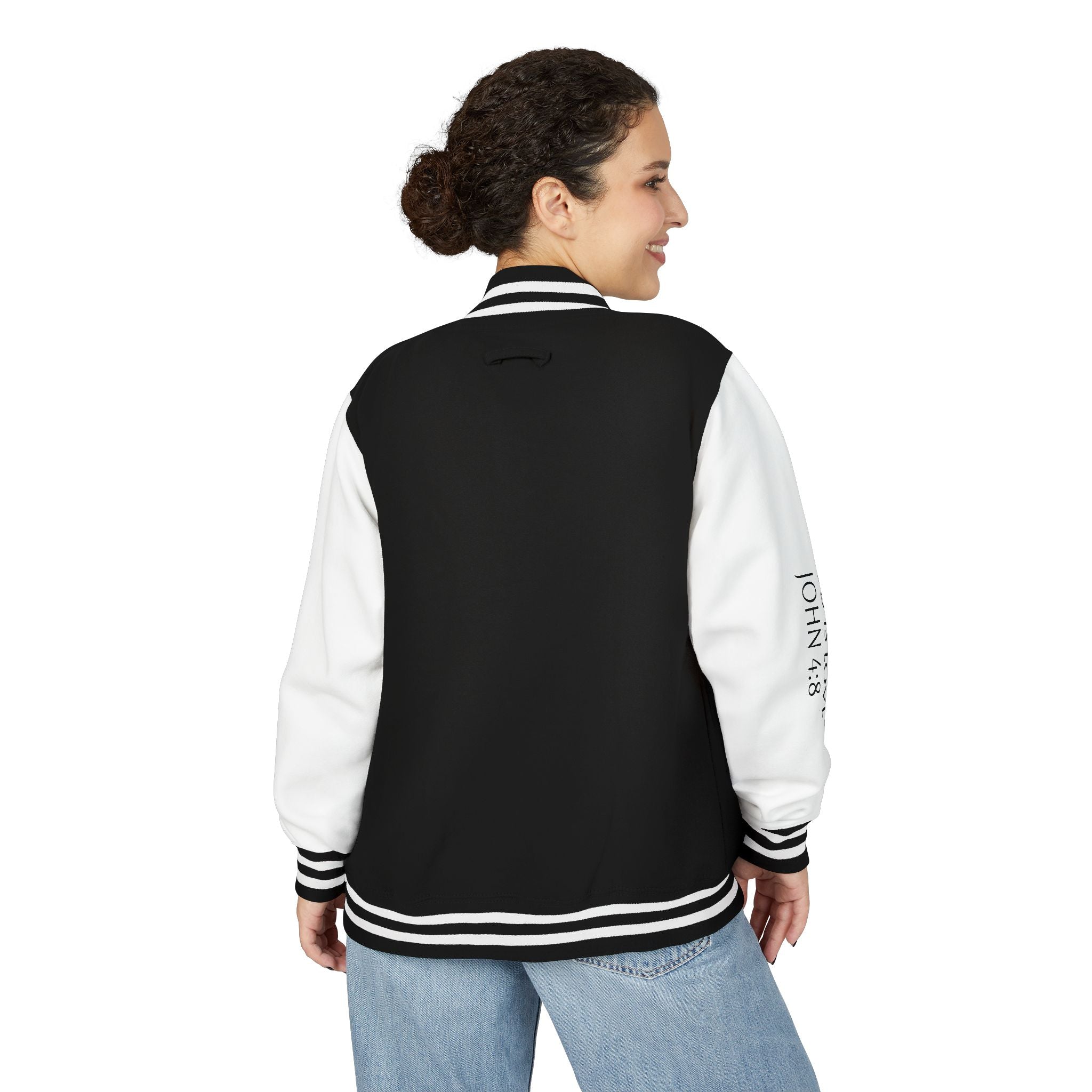 Black & White Letterman Jacket with Gold Sunflower Crest