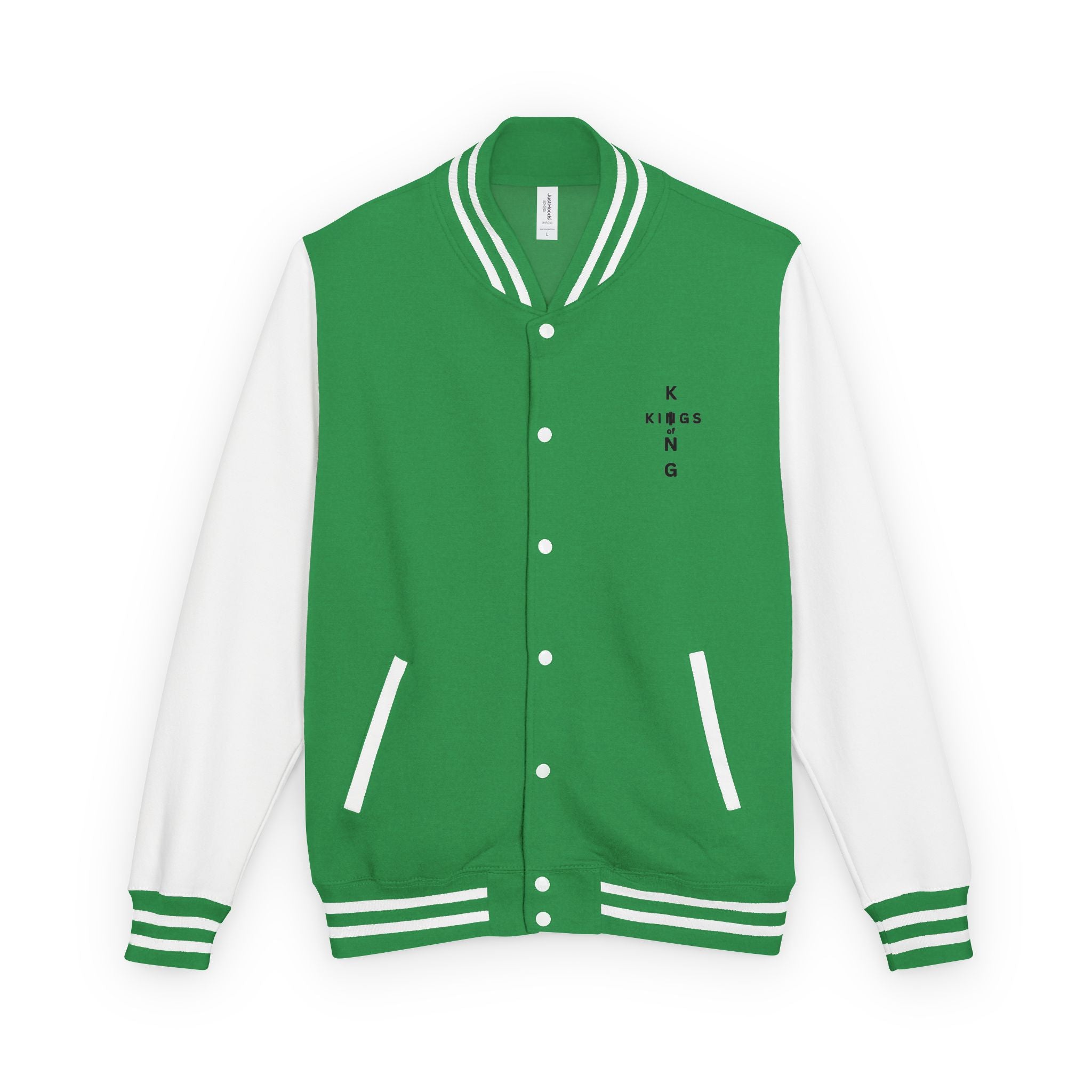 King of Kings Letterman Jacket - Minimal Vertical Script Chest Design