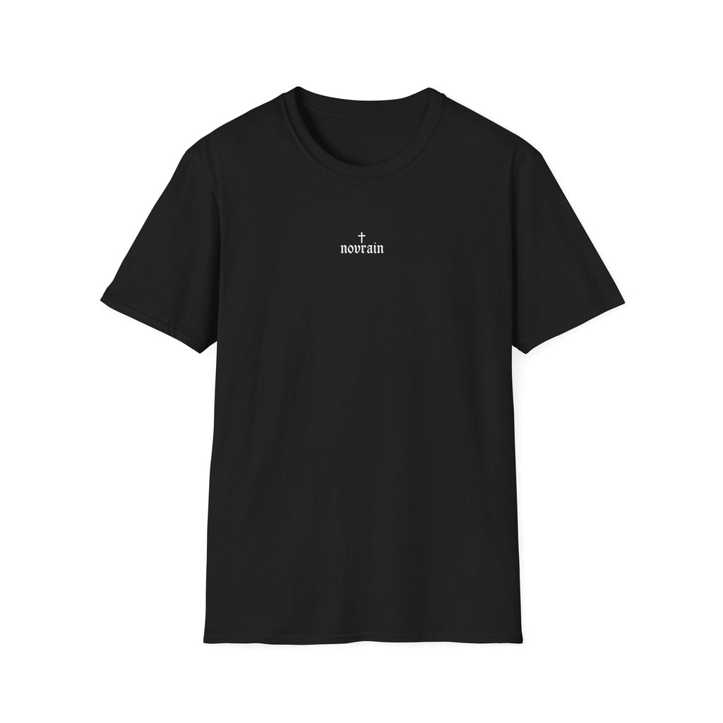 Minimal 'Novrain' Cross Graphic T‑Shirt + Angel Wings back
