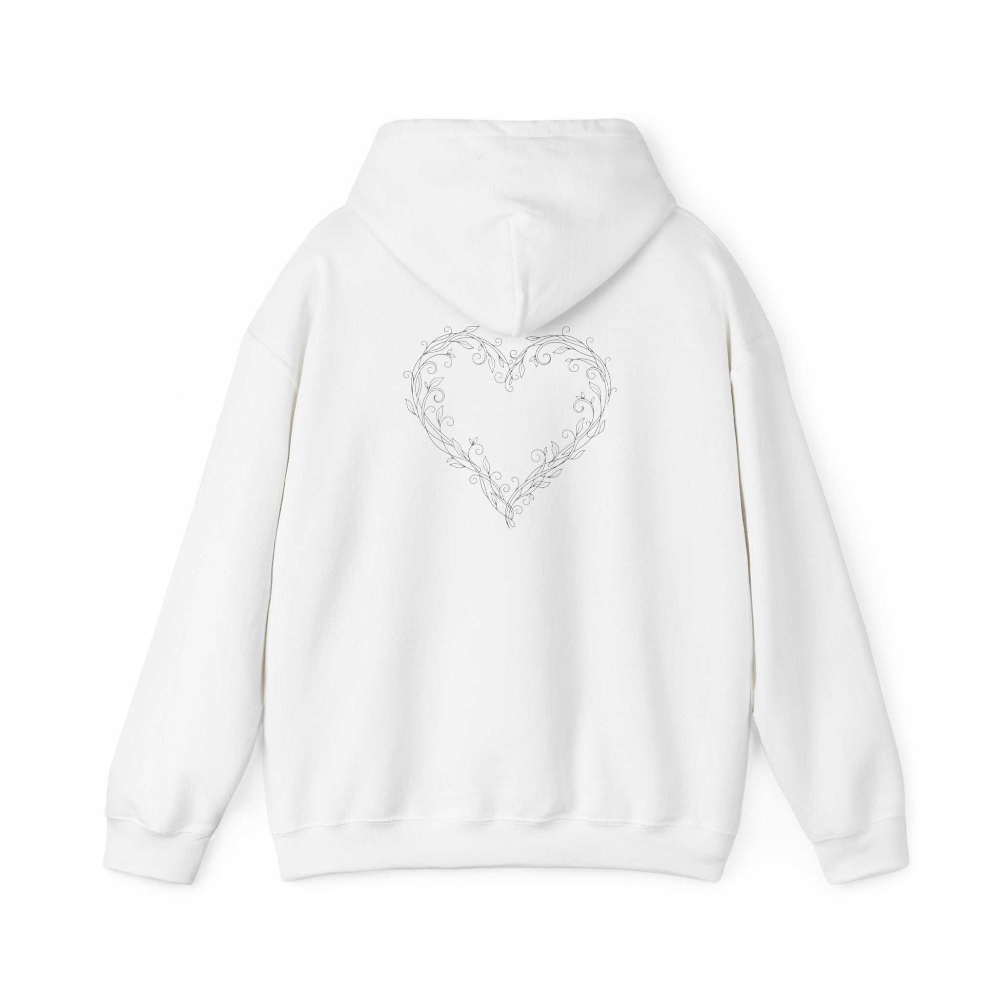 Embroidered Cross & Heart Hoodie — Minimal Faith-Inspired White Pullover