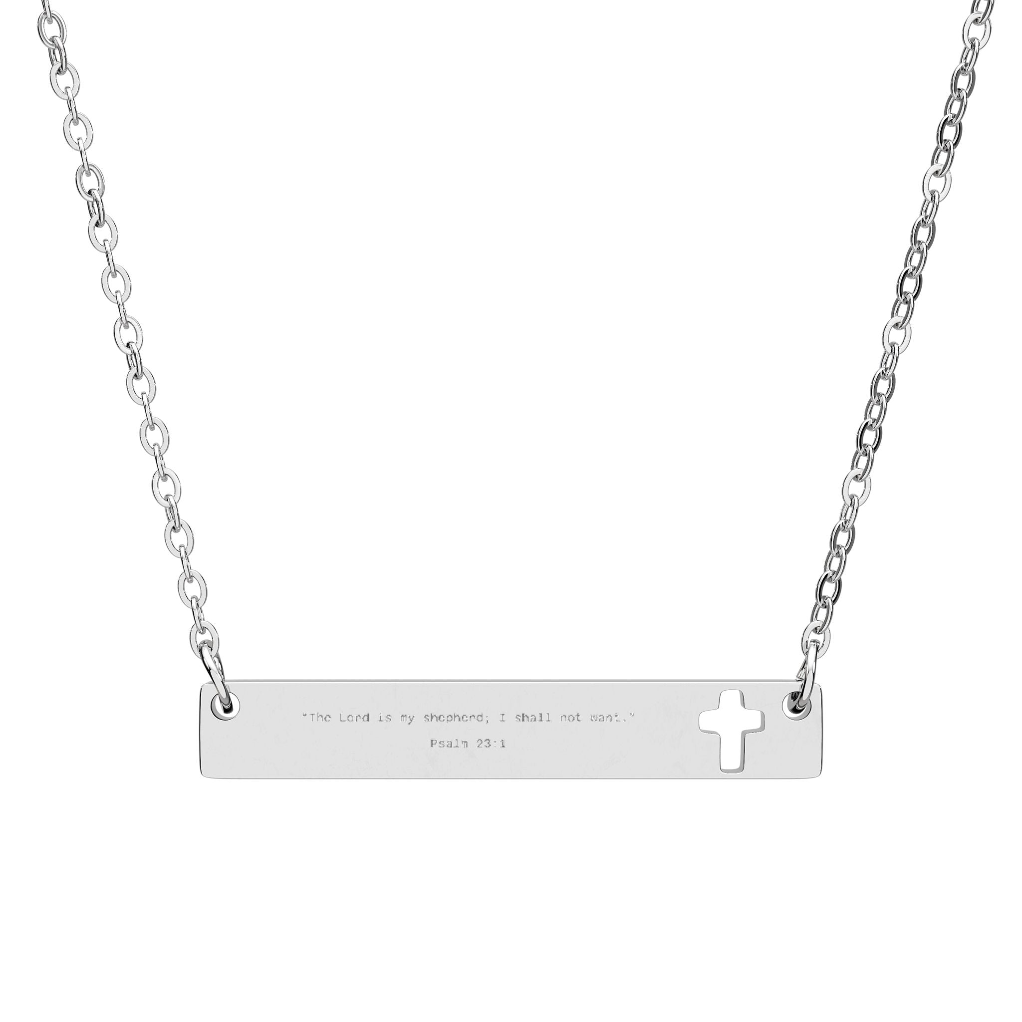 Cutout Cross Bar Necklace -- Psalm 23:1