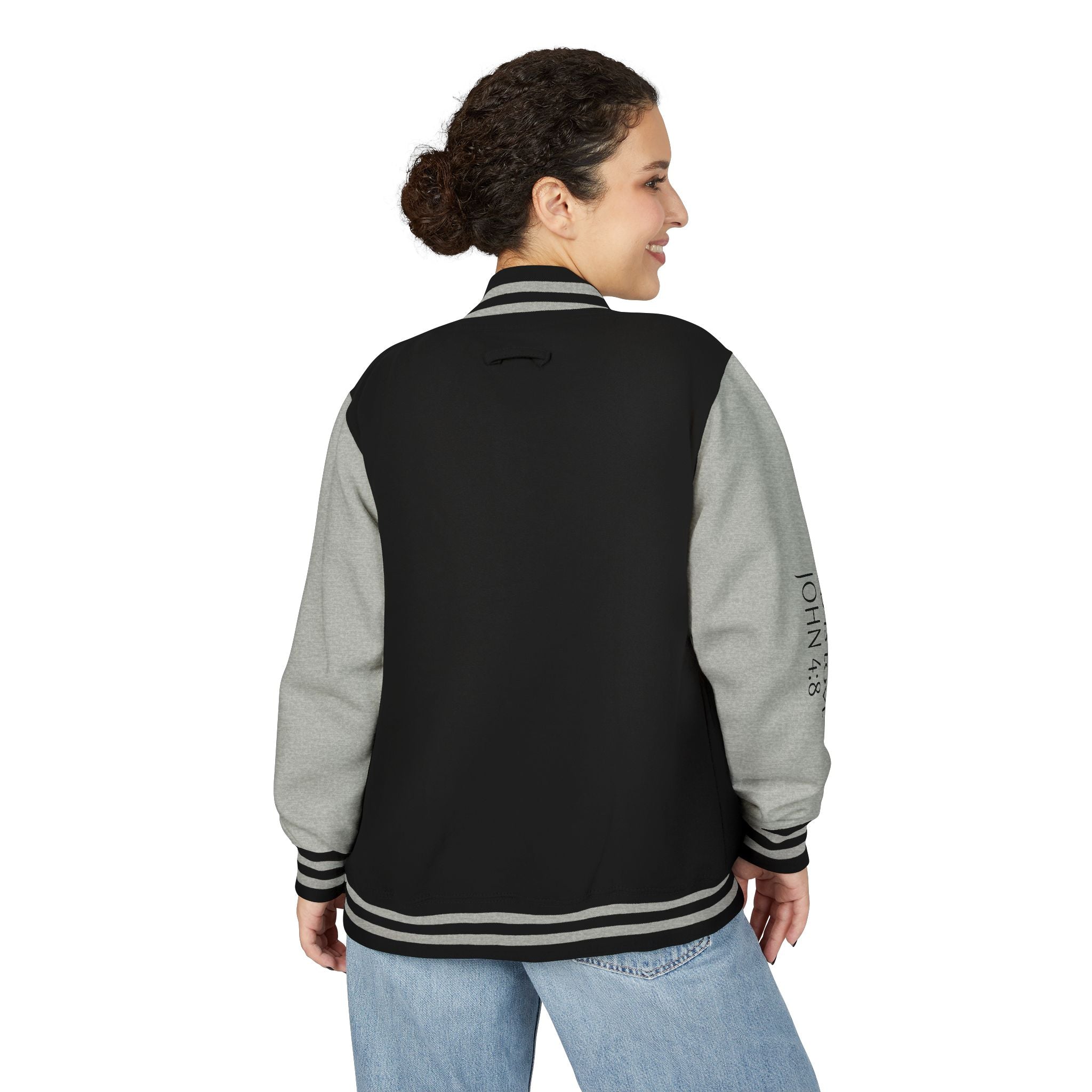 Black & White Letterman Jacket with Gold Sunflower Crest