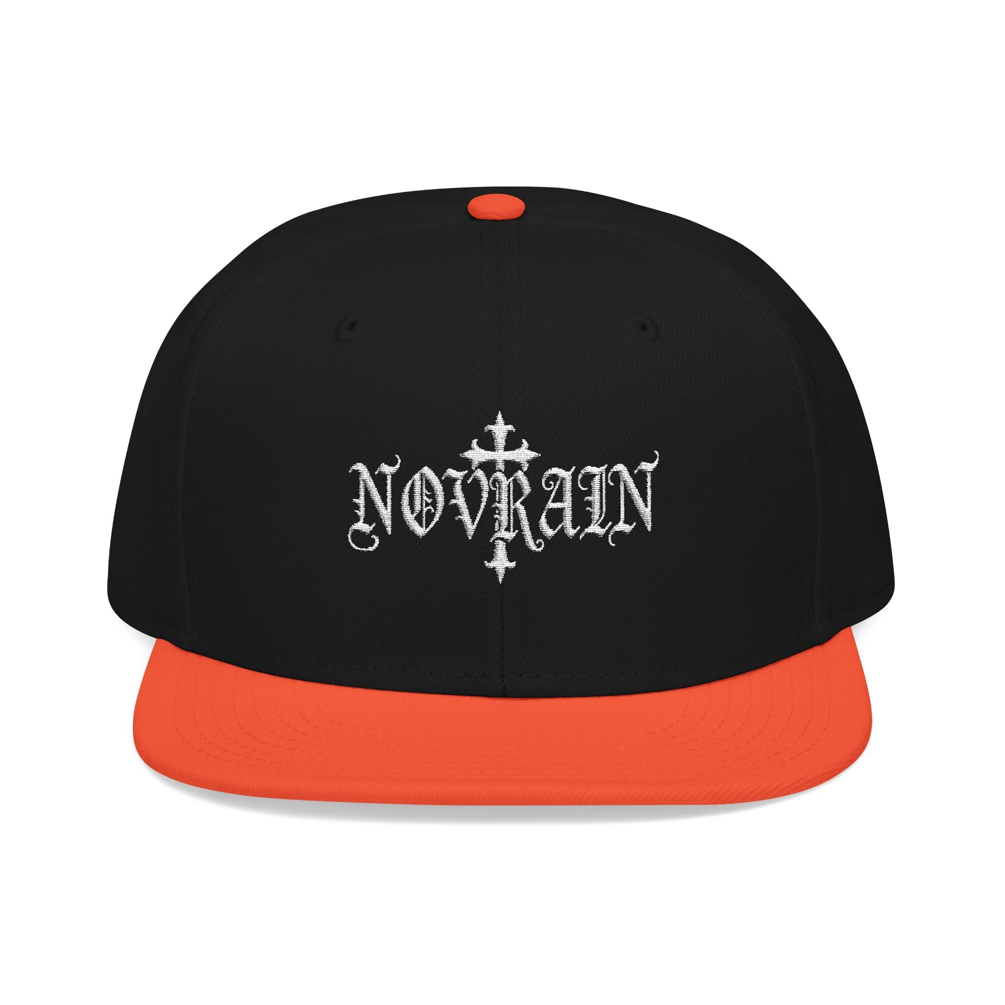 Embroidered 'Novrain' Gothic Cross Design Snapback Hat — Dark Streetwear Cap