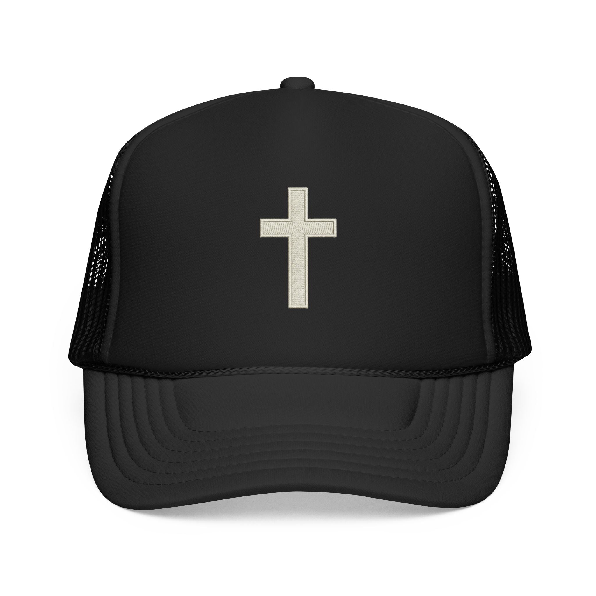 Embroidered Minimalist Cross Trucker Hat