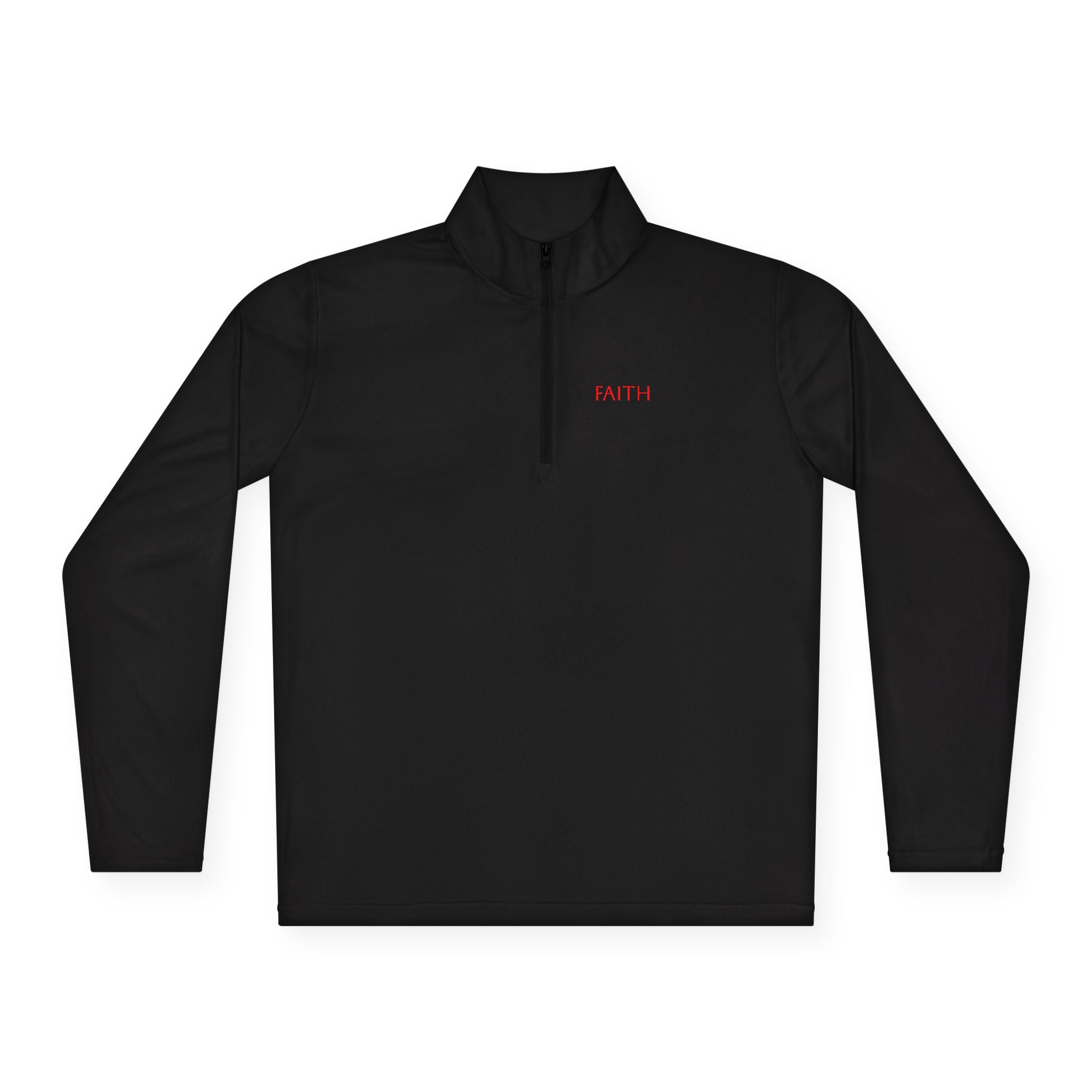 Quarter-Zip Pullover — Minimal "FAITH" Embroidered Casual Pullover