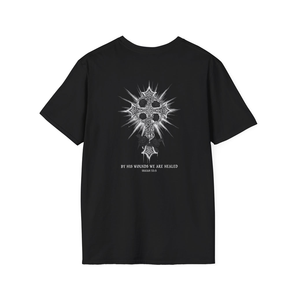 Novrain Gothic Rose Heart T-Shirt — Dripping Cross Band Tee