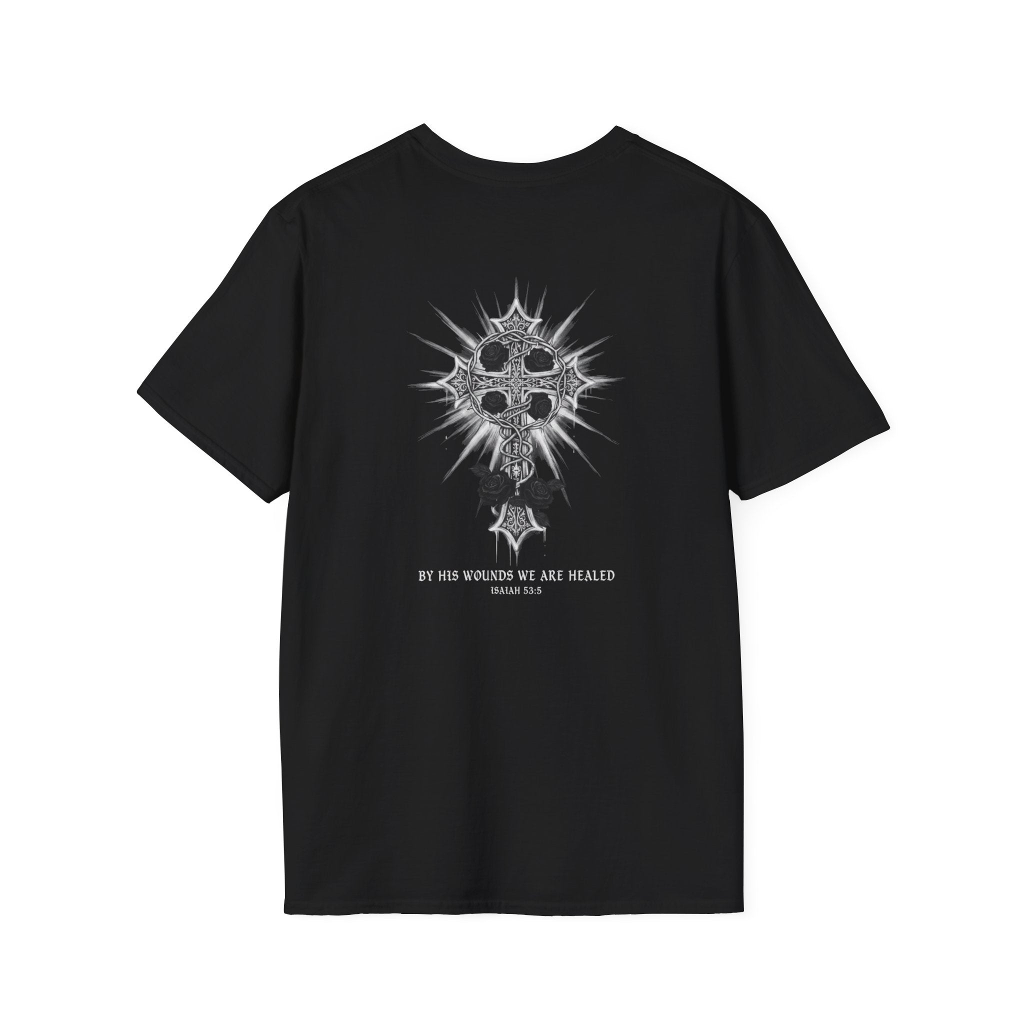 Novrain Gothic Rose Heart T-Shirt — Dripping Cross Band Tee