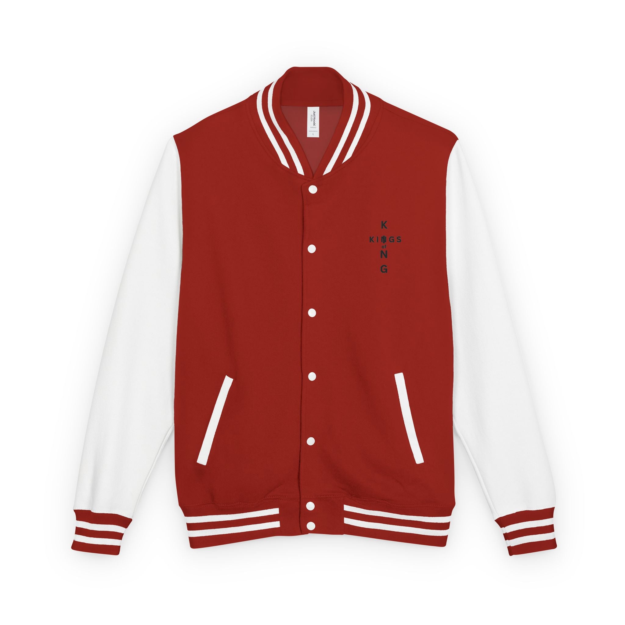 King of Kings Letterman Jacket - Minimal Vertical Script Chest Design