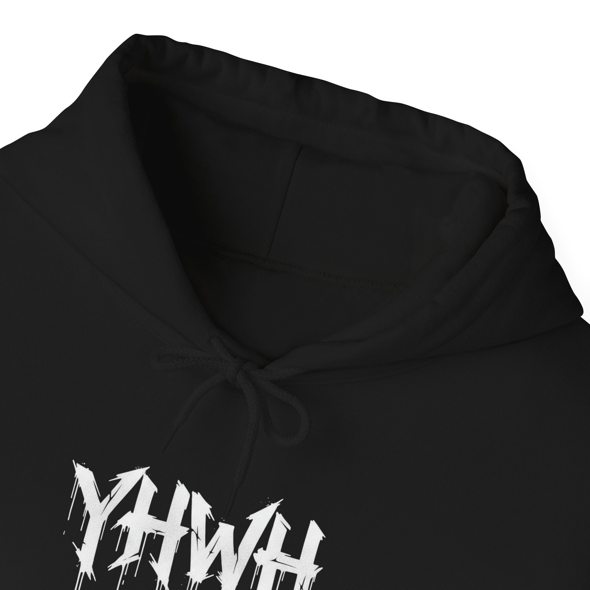 YHWH Drip Graphic Hoodie — Distressed Religious Cross Pullover
