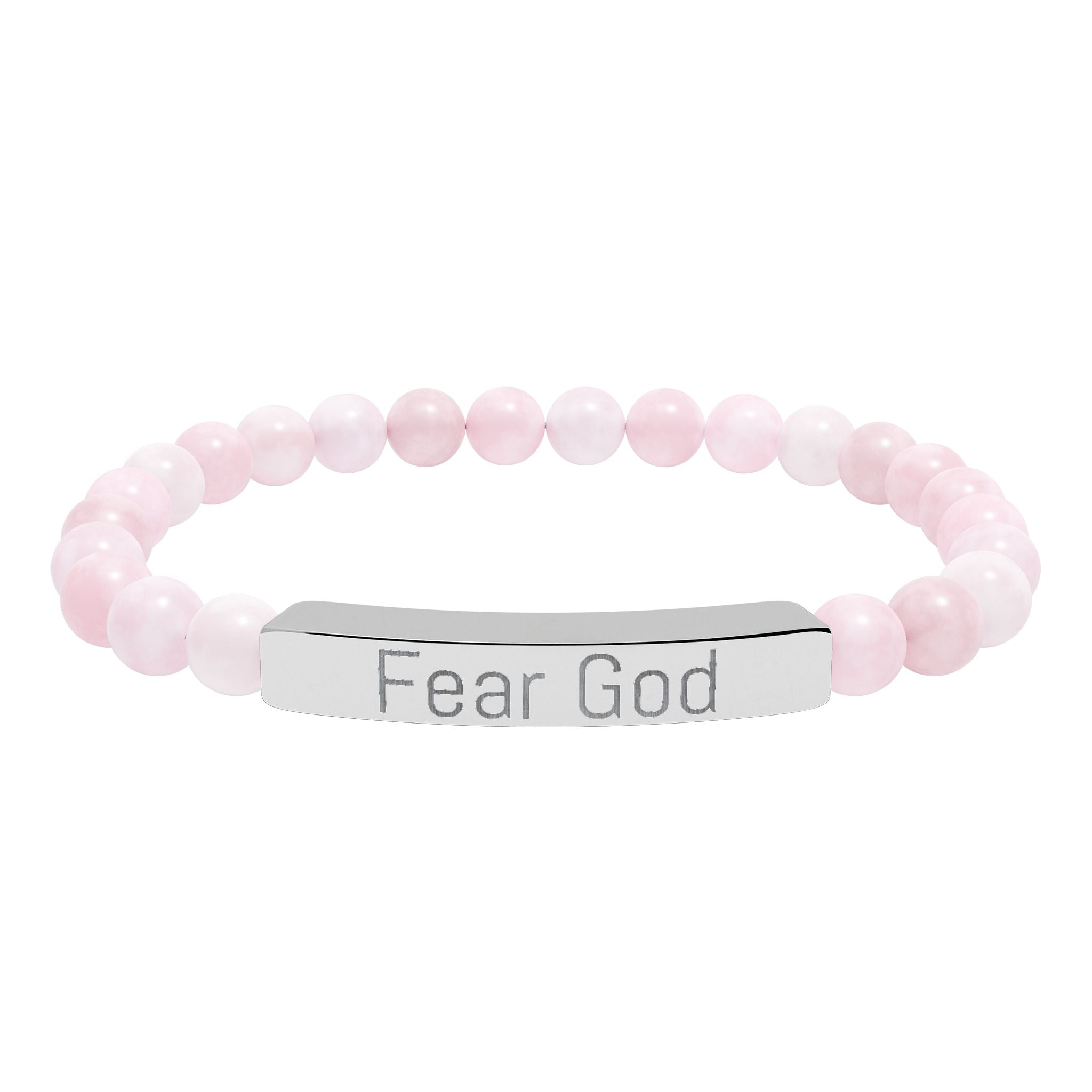 Engraved 'Fear God' Natural Stone Stretch Bracelet