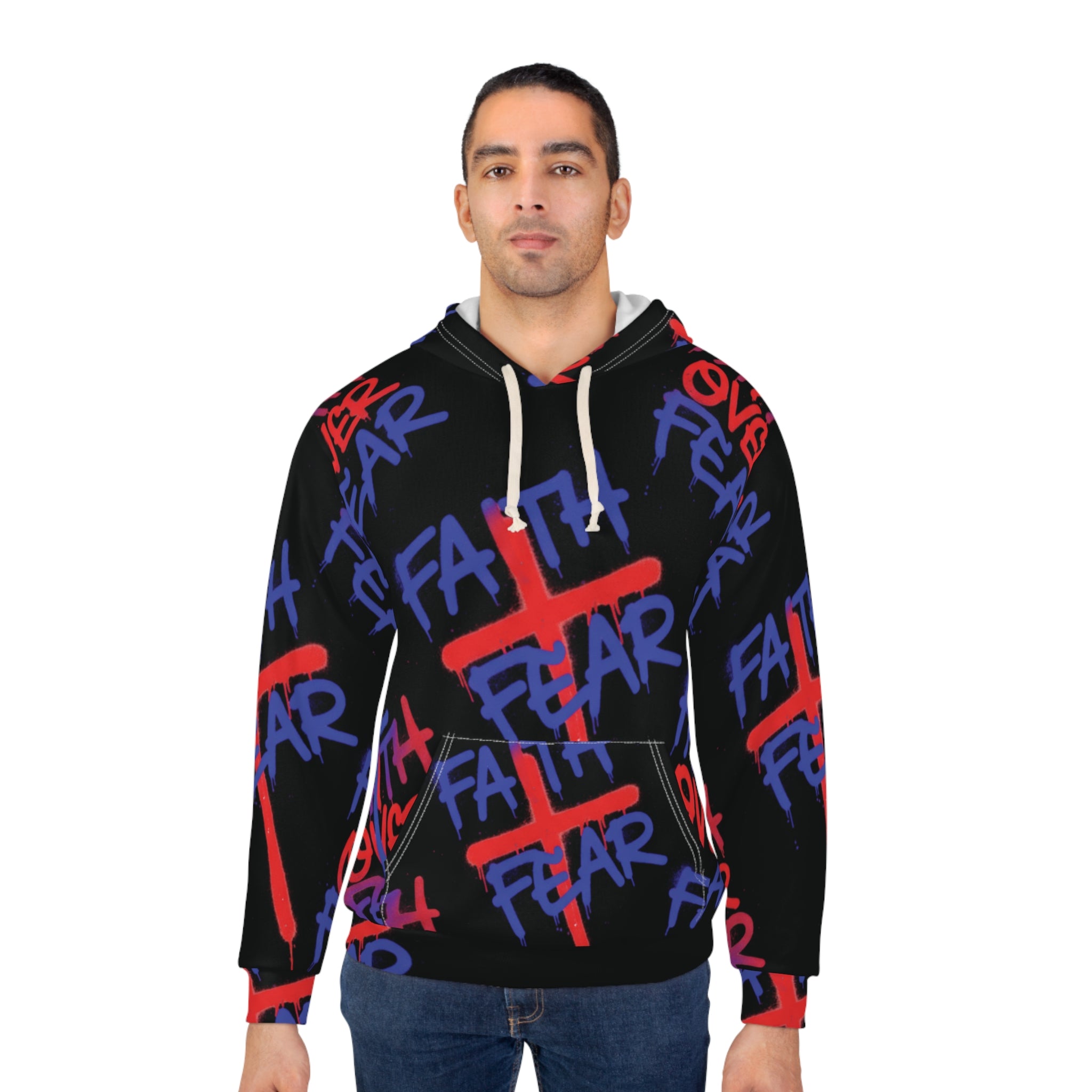 Faith Over Fear Hoodie — Graffiti Cross Pullover