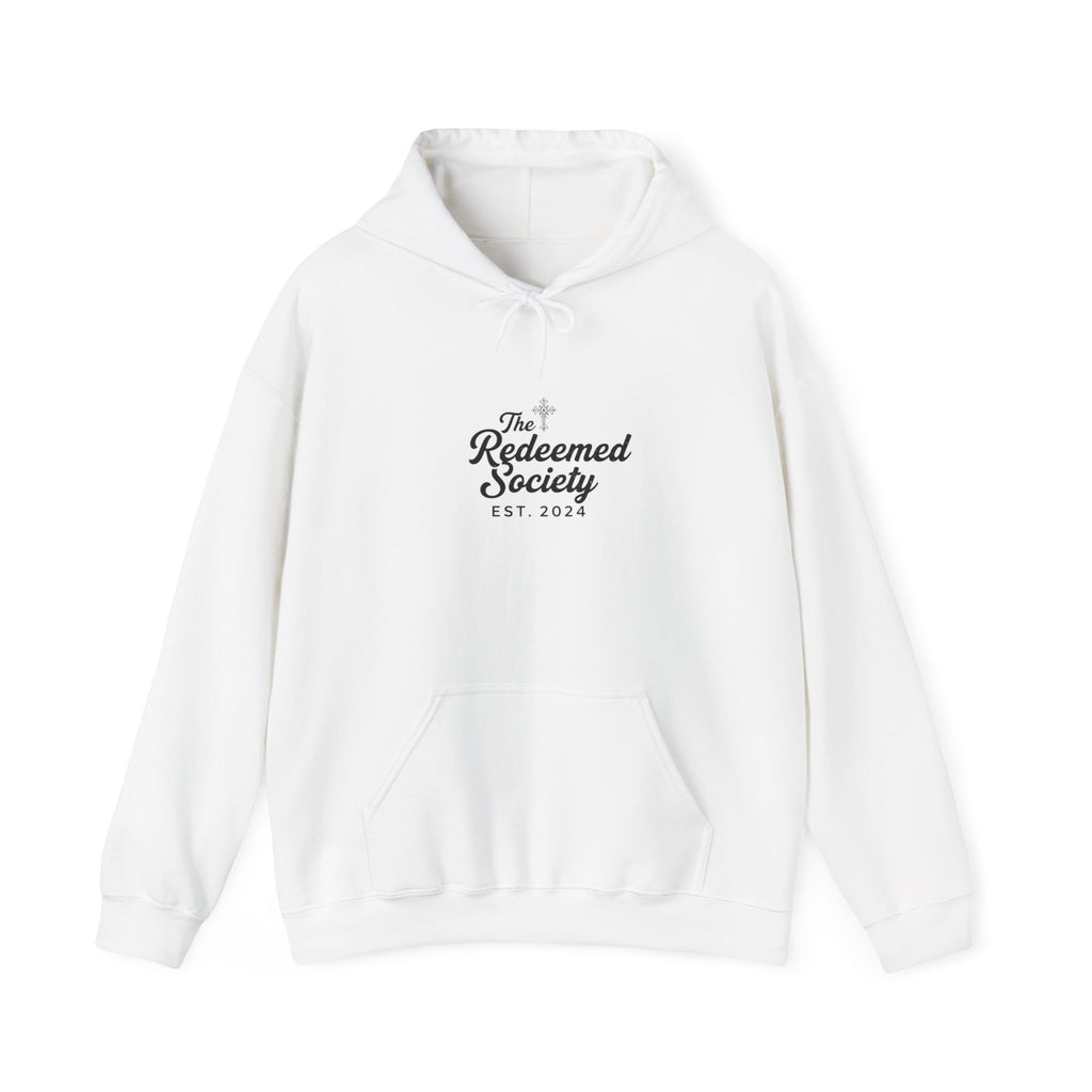 'The Redeemed Society' Hoodie — Christian Faith Pullover ("The Redeemed Society EST 2024")