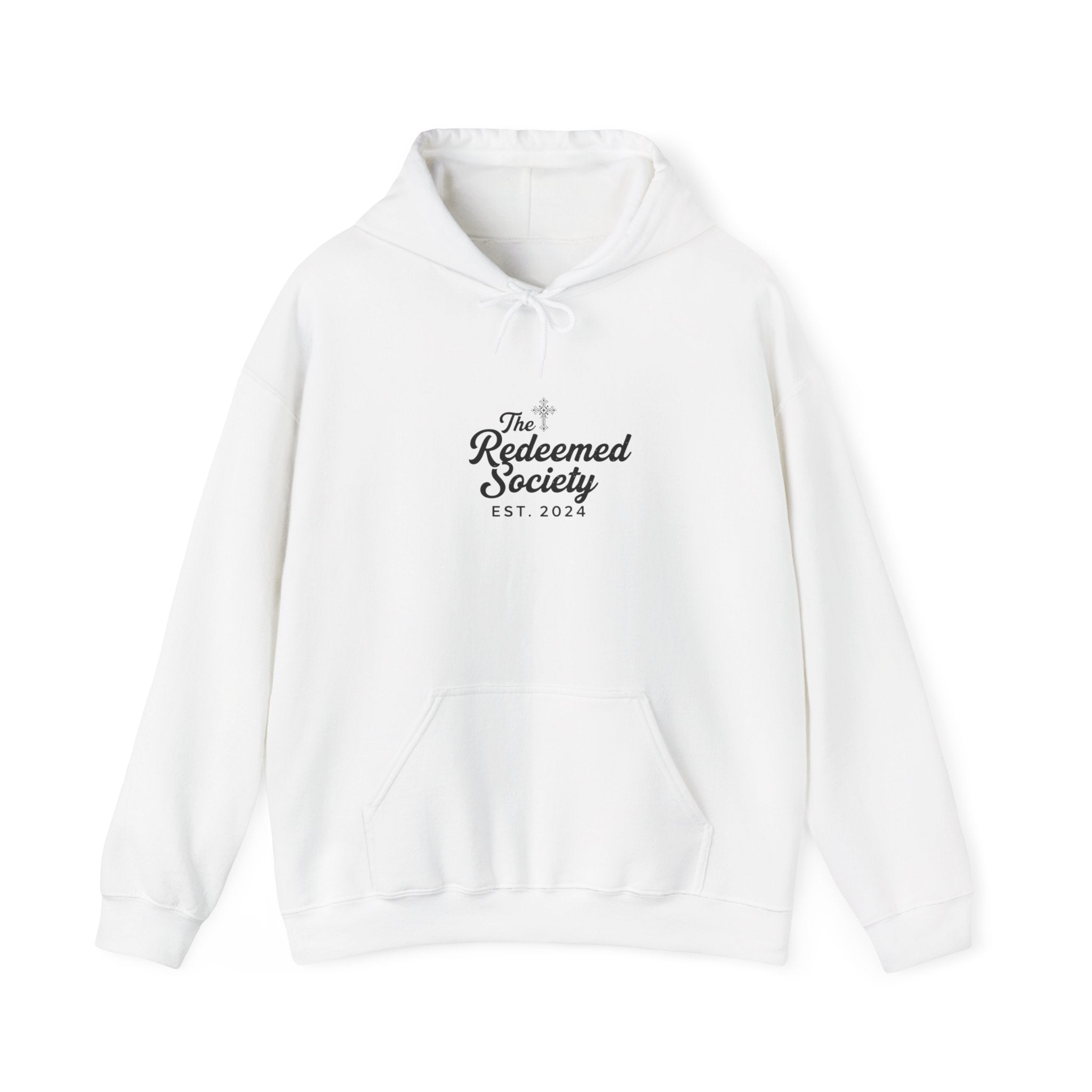 'The Redeemed Society' Hoodie — Christian Faith Pullover ("The Redeemed Society EST 2024")