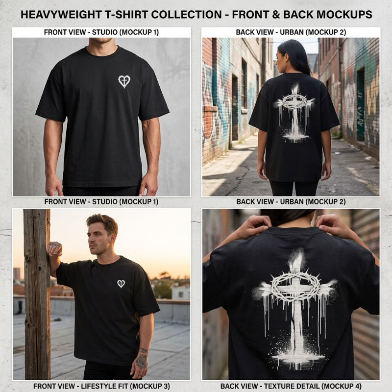 Oversized Men's Tee — Dripping Crown of Thorns Cross Graphic