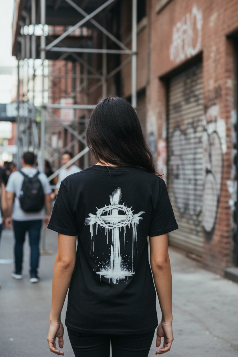 Cross T-Shirt + YWHW — Drip Crown of Thorns Graphic Tee