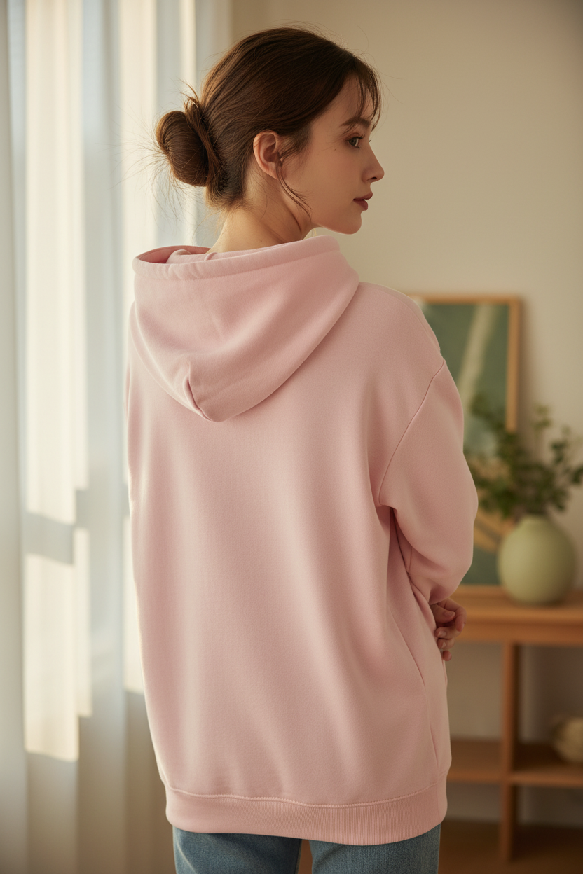 Pink Monogram Box Hoodie — YHWH Minimalist Faith Sweatshirt