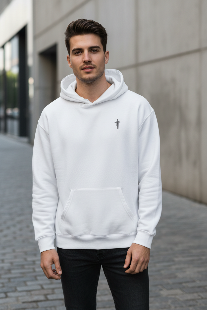 Cross Hoodie – Small Chest Cross Christian Sweatshirt
