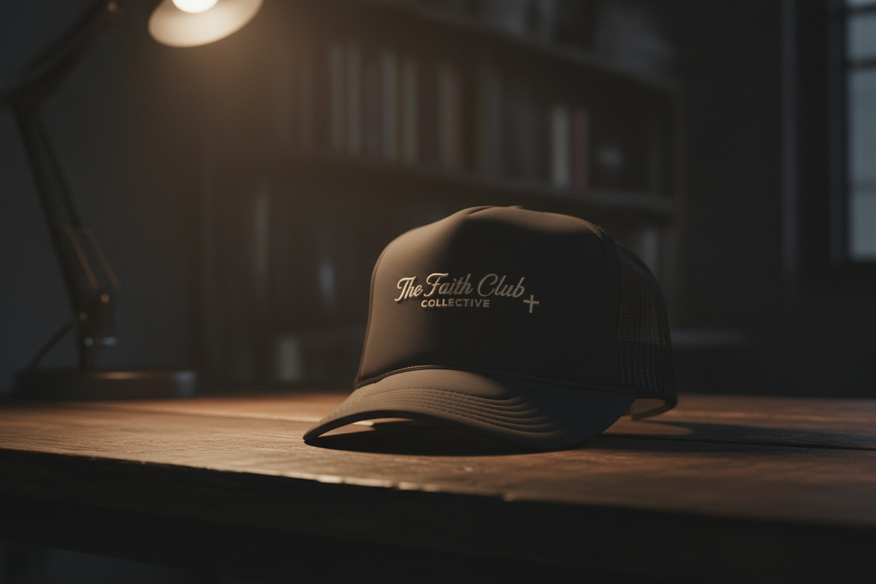The Faith Club Collective Trucker Hat – Embroidered Faith Script Cap