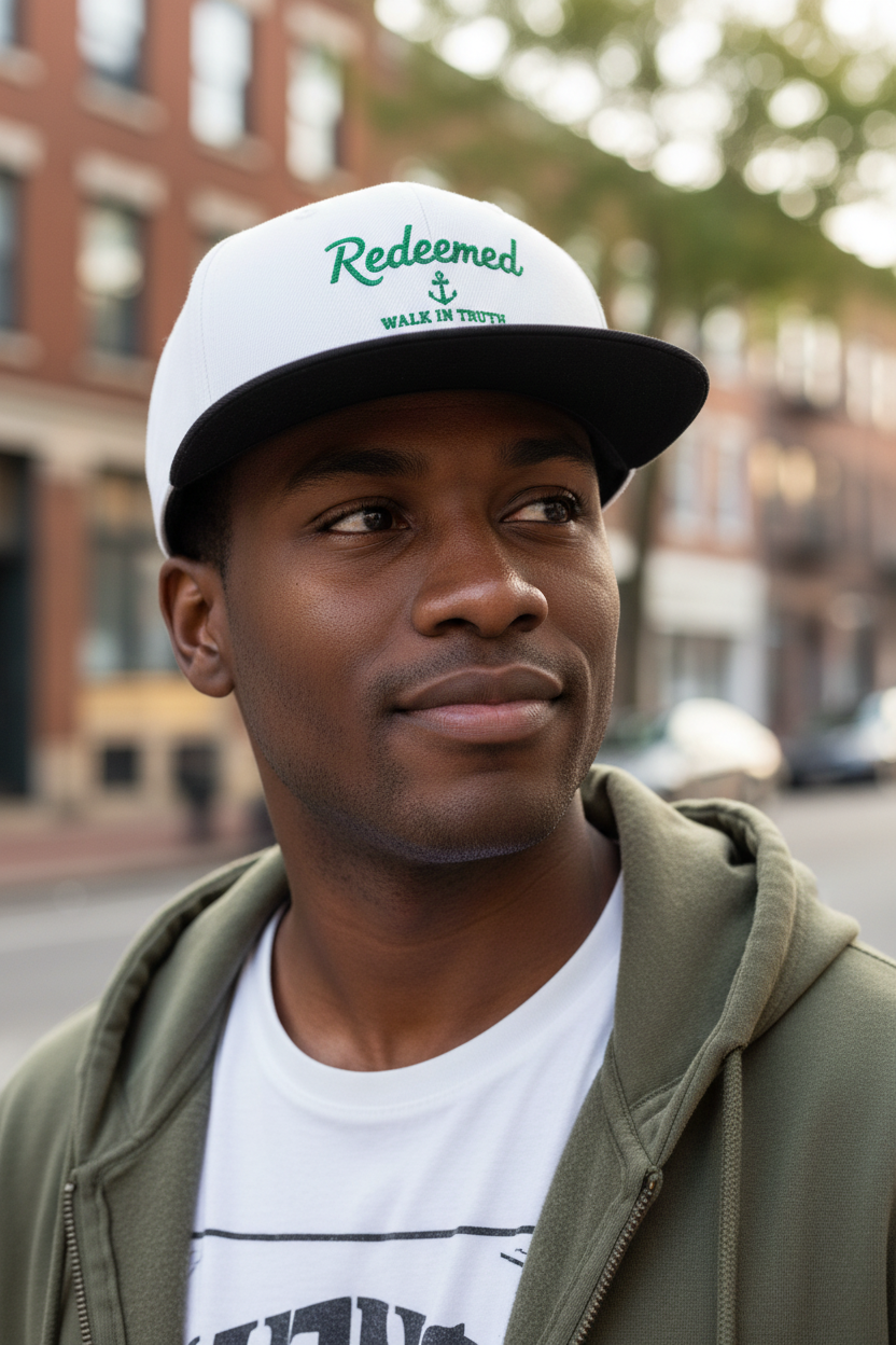 Embroidered 'Redeemed Walk in Truth' Snapback Hat No Side Design - Two-Tone Adjustable Cap