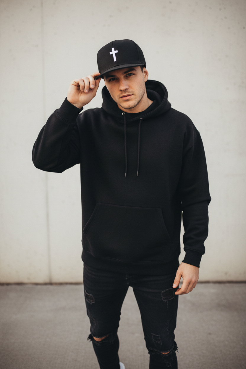 Minimalist Embroidered Cross Snapback Hat — Minimalist Christian Baseball Cap