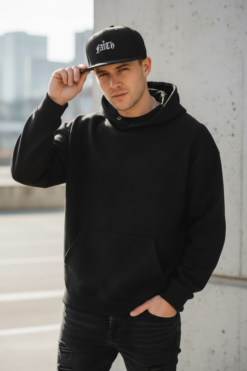 Embroidered 'Faith' Gothic Snapback Hat