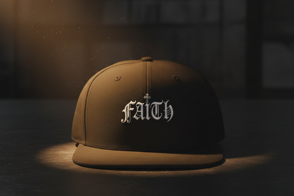 Embroidered 'Faith' Gothic Snapback Hat