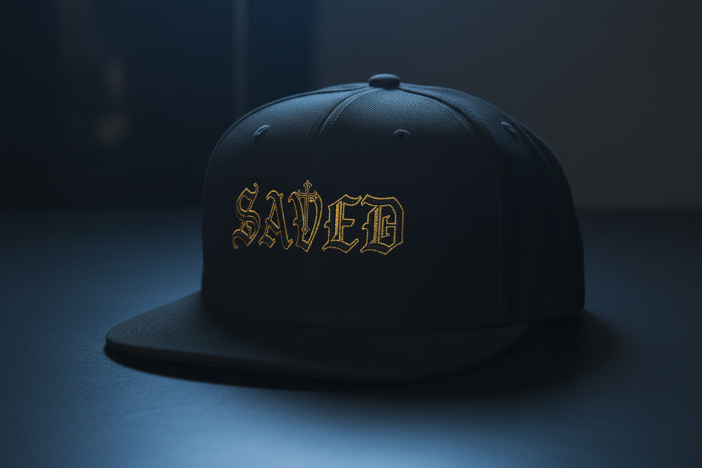 Embroidered Gothic 'Saved' Gothic Design | Snapback Hat