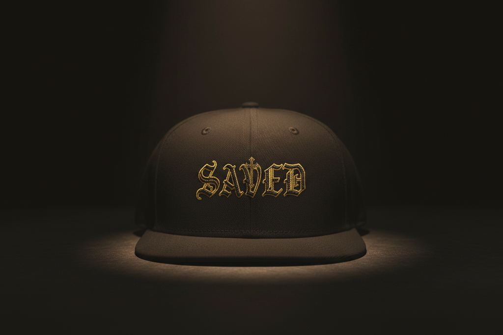 Embroidered Gothic 'Saved' Gothic Design | Snapback Hat