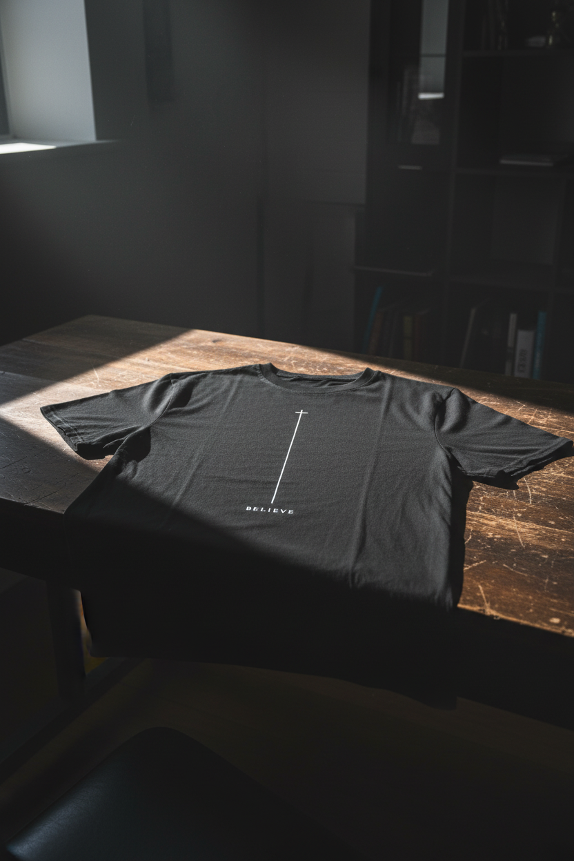 Chain Cross T-Shirt — Small Centered Necklace Graphic