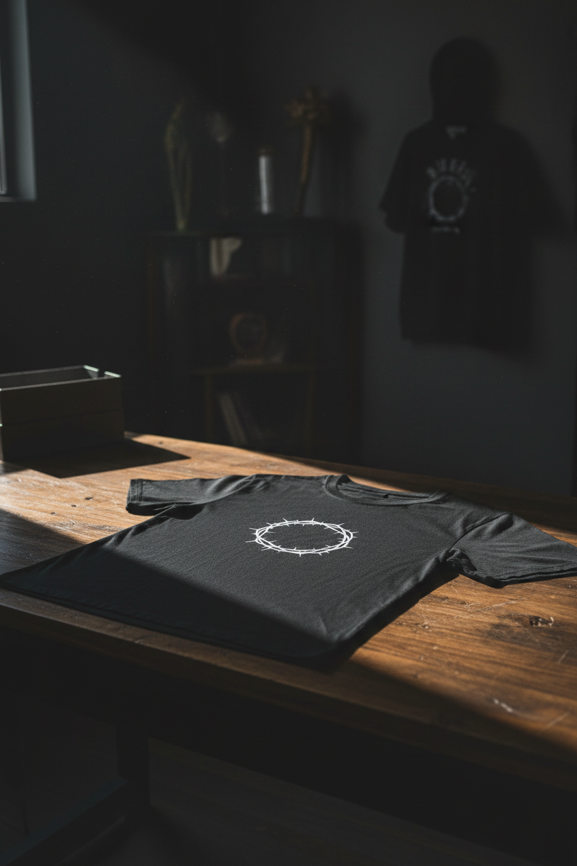 Crown of Thorns Graphic T-Shirt — Minimal Gothic Circle Tee