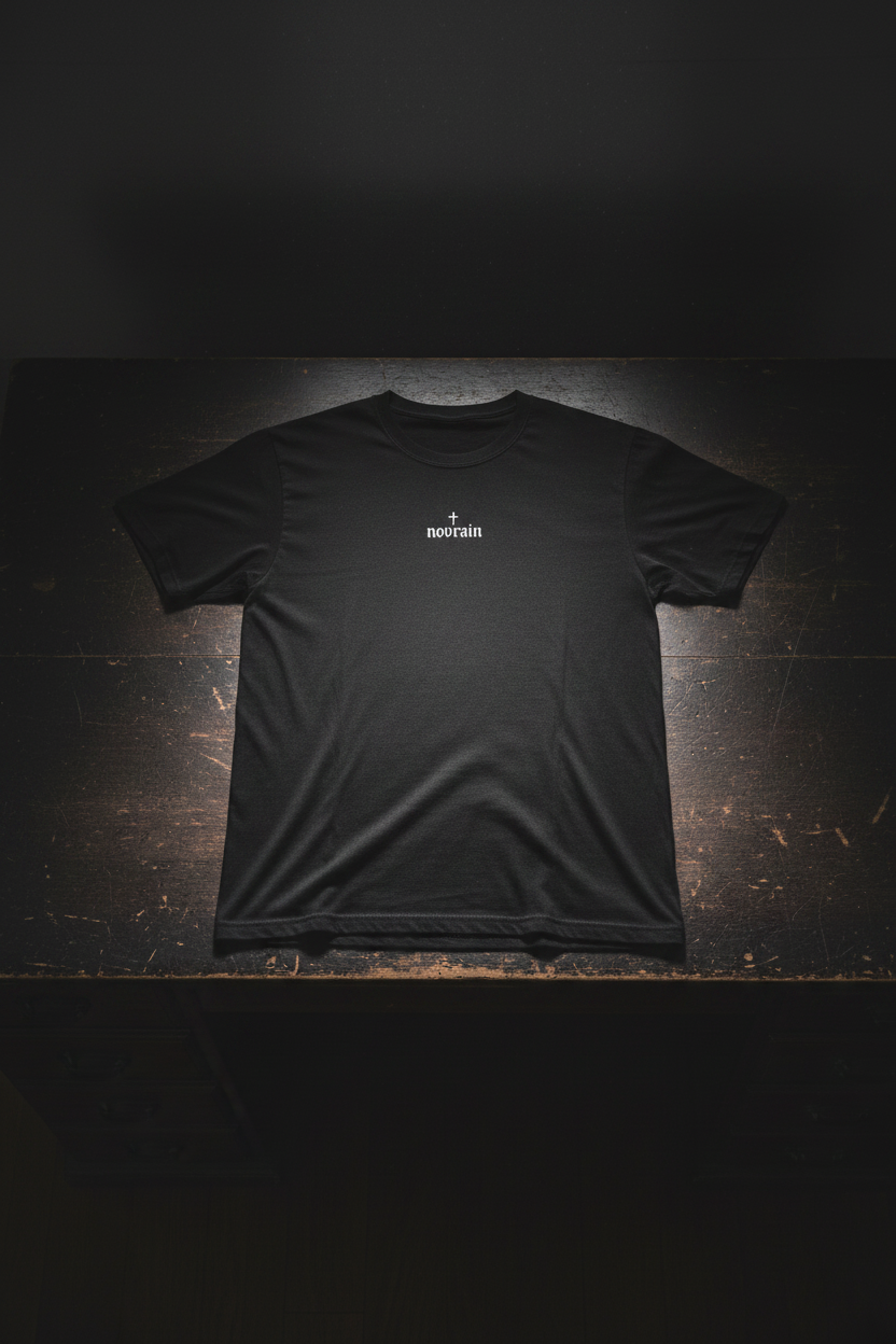 Novrain Minimalist Cross T-Shirt — Small Chest Logo