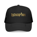'Redemption' Trucker Hat — Gold Gothic Foam Mesh Cap