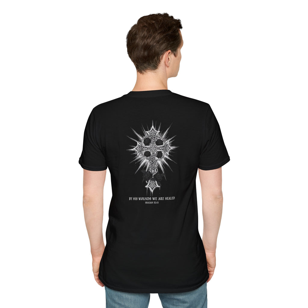 Novrain Gothic Rose Heart T-Shirt — Dripping Cross Band Tee
